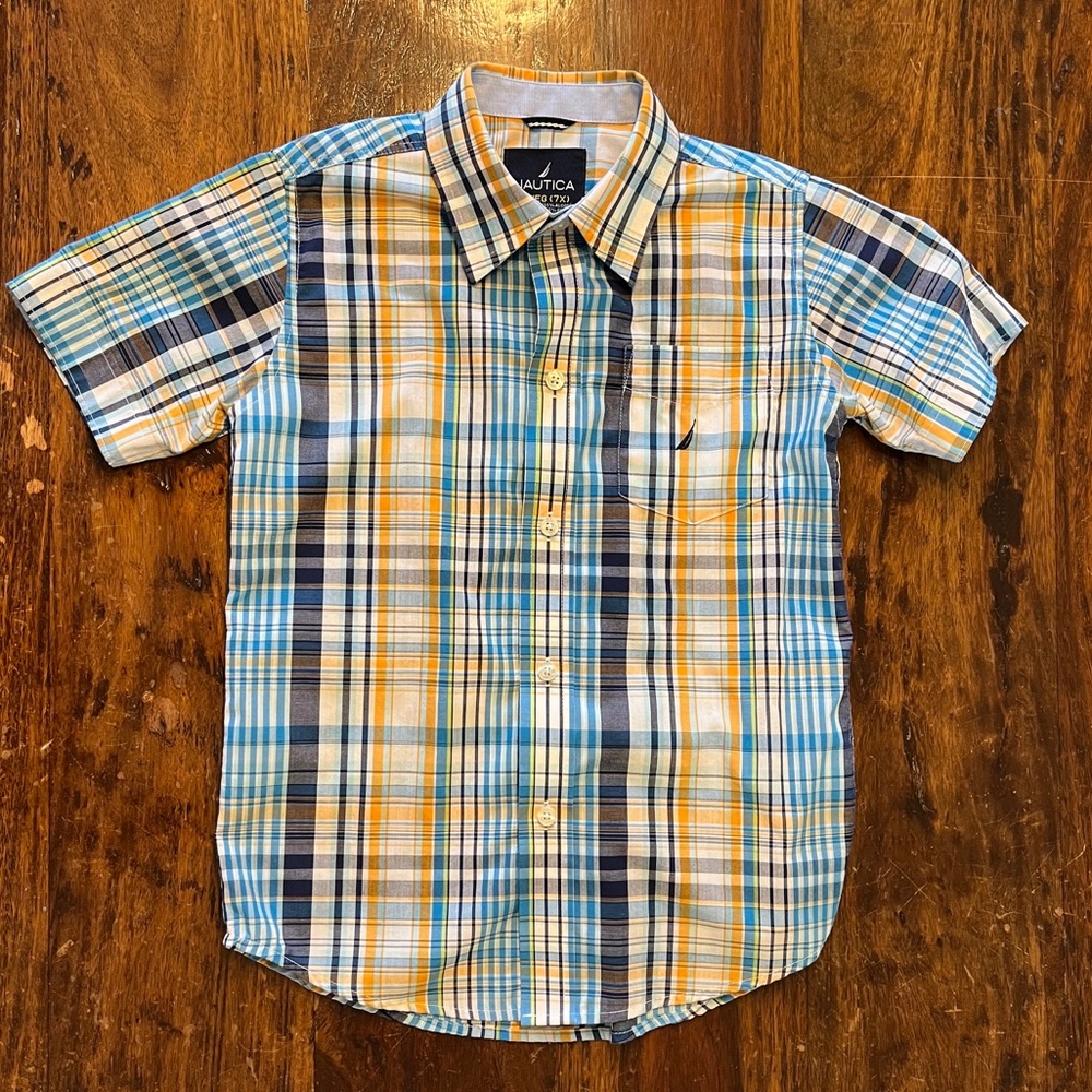 Short sleeve plaid polo